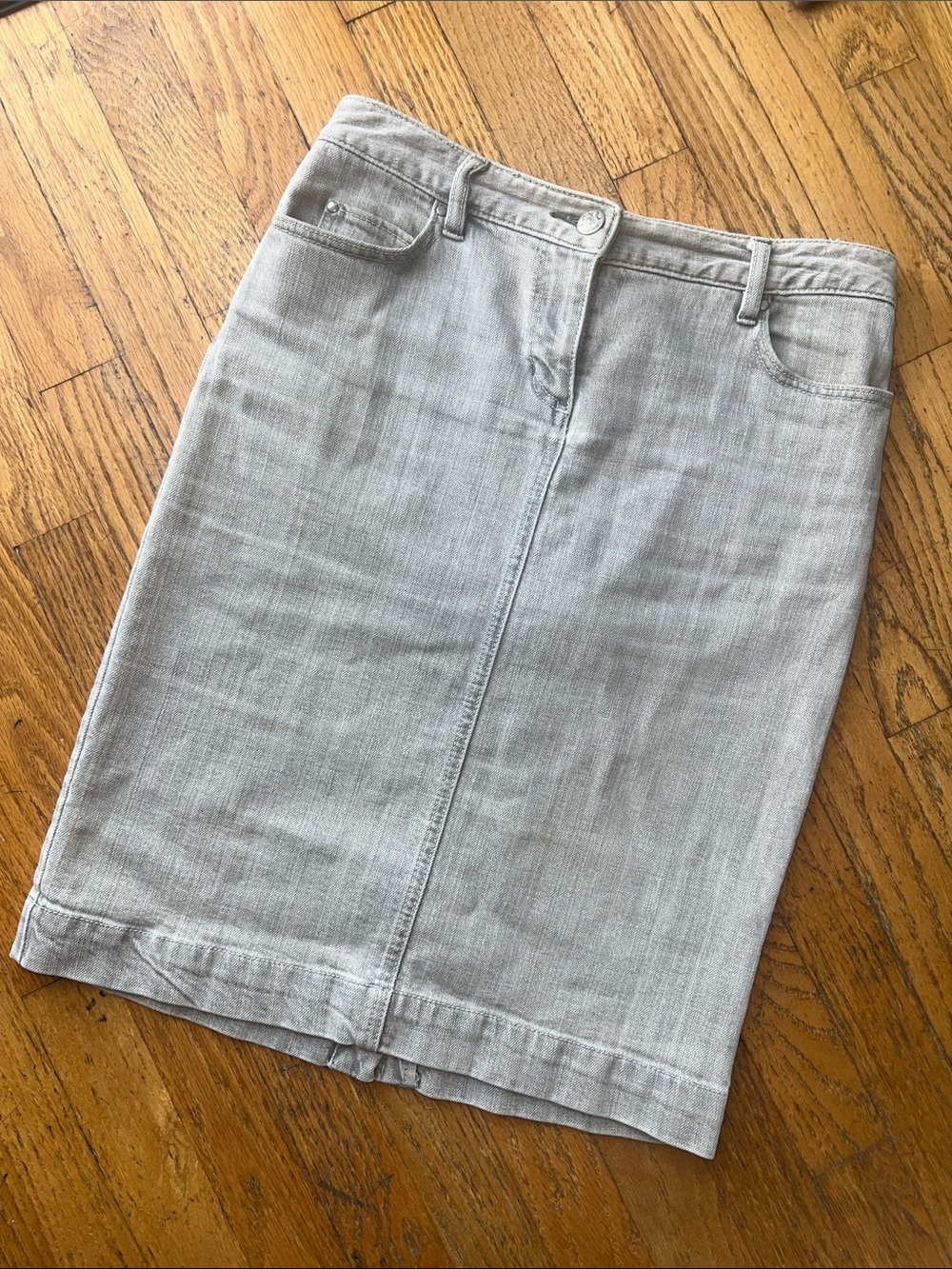 CAbi Light Gray Denim Pencil Skirt size 4
